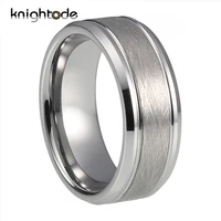 8mm silvery tungsten carbide rings for mens lady wedding band fashion jewelry gift satin brushed beveled edges comfort fit