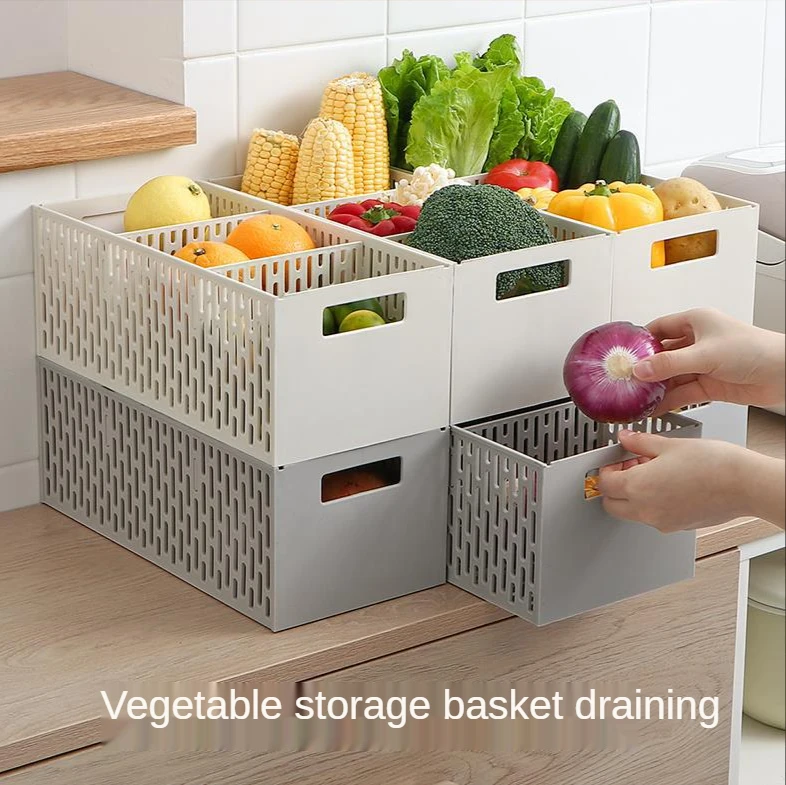 

Vegetable and Fruit Storage Basket Desktop Can Be Superimposed On Household Sundries Kitchen Cabinet Compartment Storage Box