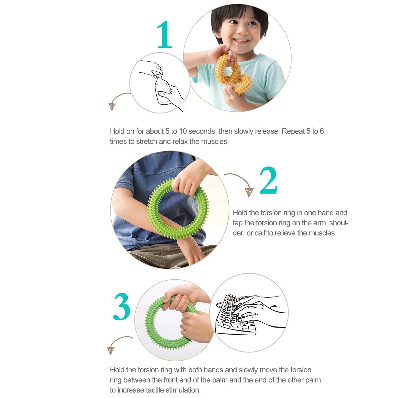 

4pcs Spiky Sensory Ring 3D Dots Bring Excellent Massage Service Tactile Experience Perfect For Children Education Practical Toy