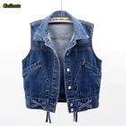 Женский джинсовый жилет с капюшоном Guilantu, однобортный жилет без рукавов с капюшоном, Весенняя безрукавка, большие размеры 4xl
