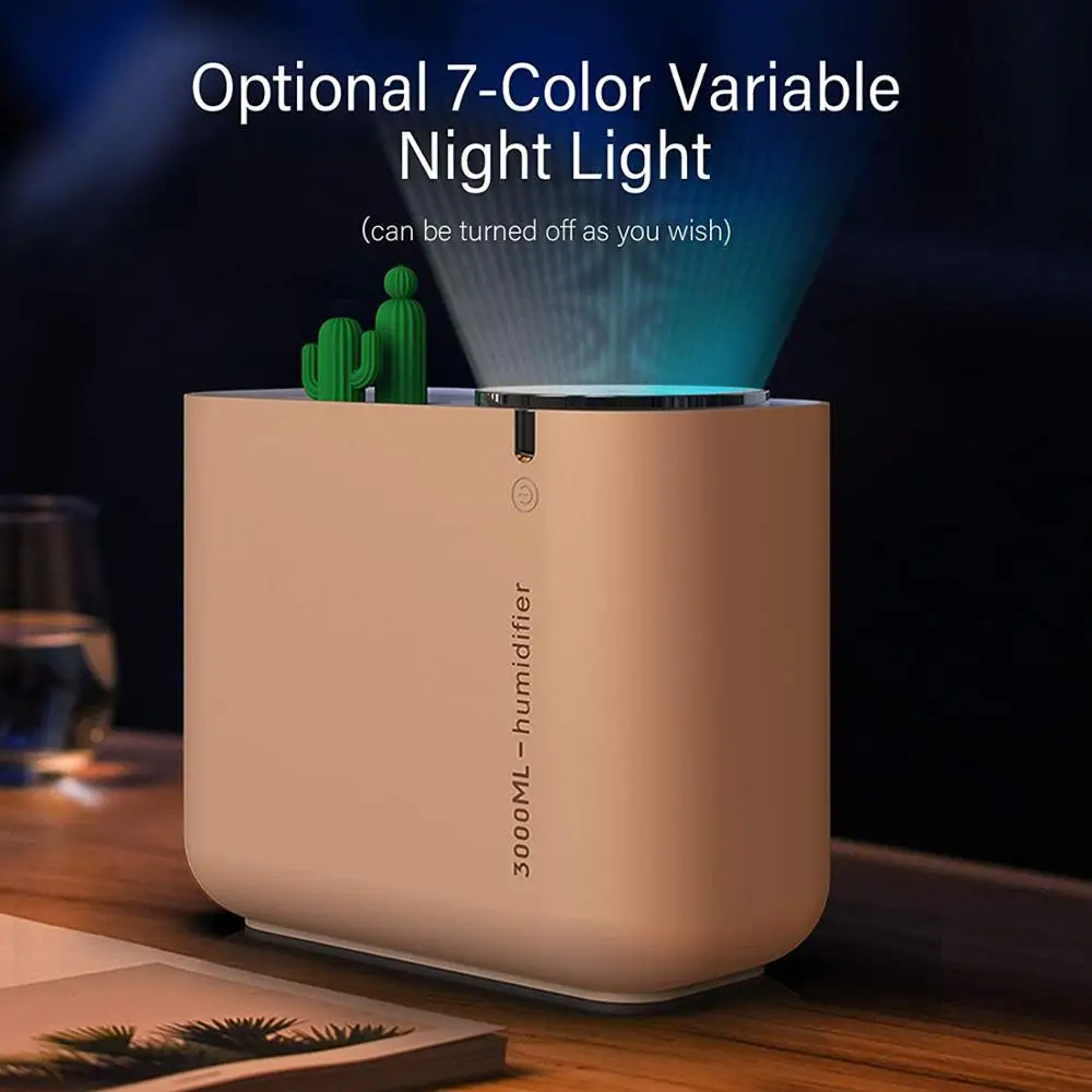 

3L Humidifier Ultra-Silent Mist Diffuser 3 Spray Modes Auto Shut Off Nano-tech Ultrasonic Baby Humidifiers for Desk Bedroom