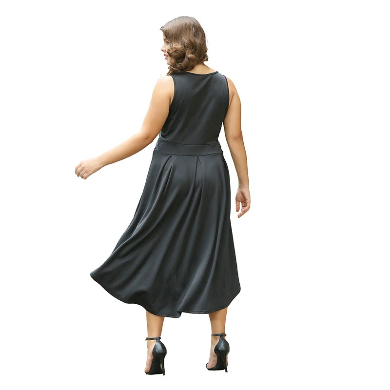 WHZHM черные вечерние платье Асимметричный Дамы Большой Размеры размера плюс 3XL