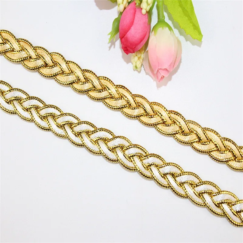 Горячая Распродажа оптовая продажа 20 ярдов золотая тесьма кружевная лента