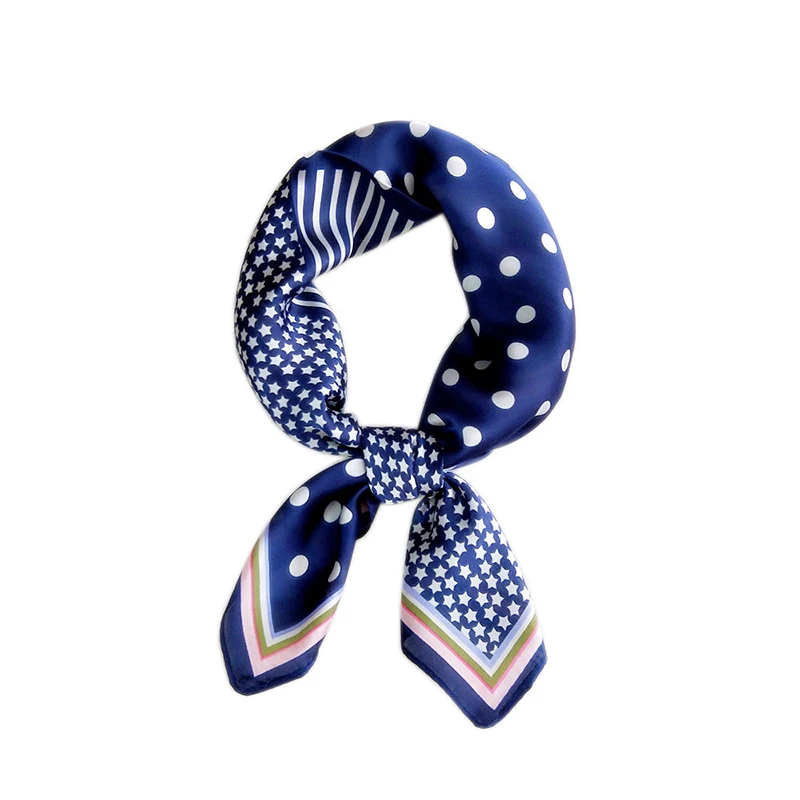New Summer Neck Scarf Square Small Silk Satin Hair Scarfs Dot Print Shawls Wraps Skinny Scarves Handkerchief rings | Аксессуары для