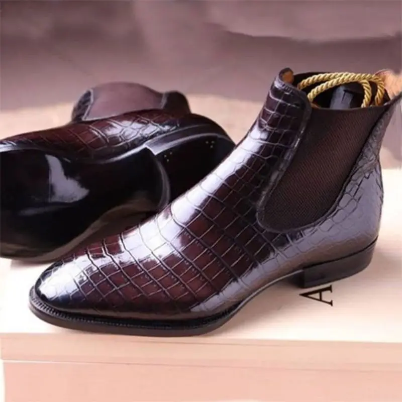 

New Men Fashion PU Leather Chelsea Business Dress Boots Classic Large Size 38 * 48 British Cowboy Boots Fashion Boots KP372