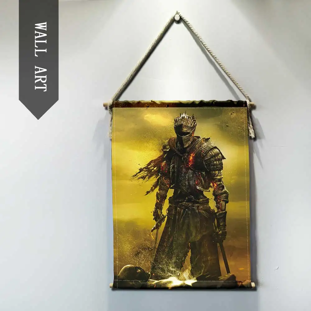 Игра Dark Souls Жилая картина для декора комнаты стены искусства плакат современной плотной древесины хлопковая нить подвесной вал прокрутки живопись