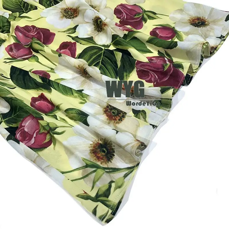 

Top Quality 100% Natural Silk Blouses 2020 Summer Ladies Designer Fashion Style Rose Blooming Ruffles Half Sleeve Tops