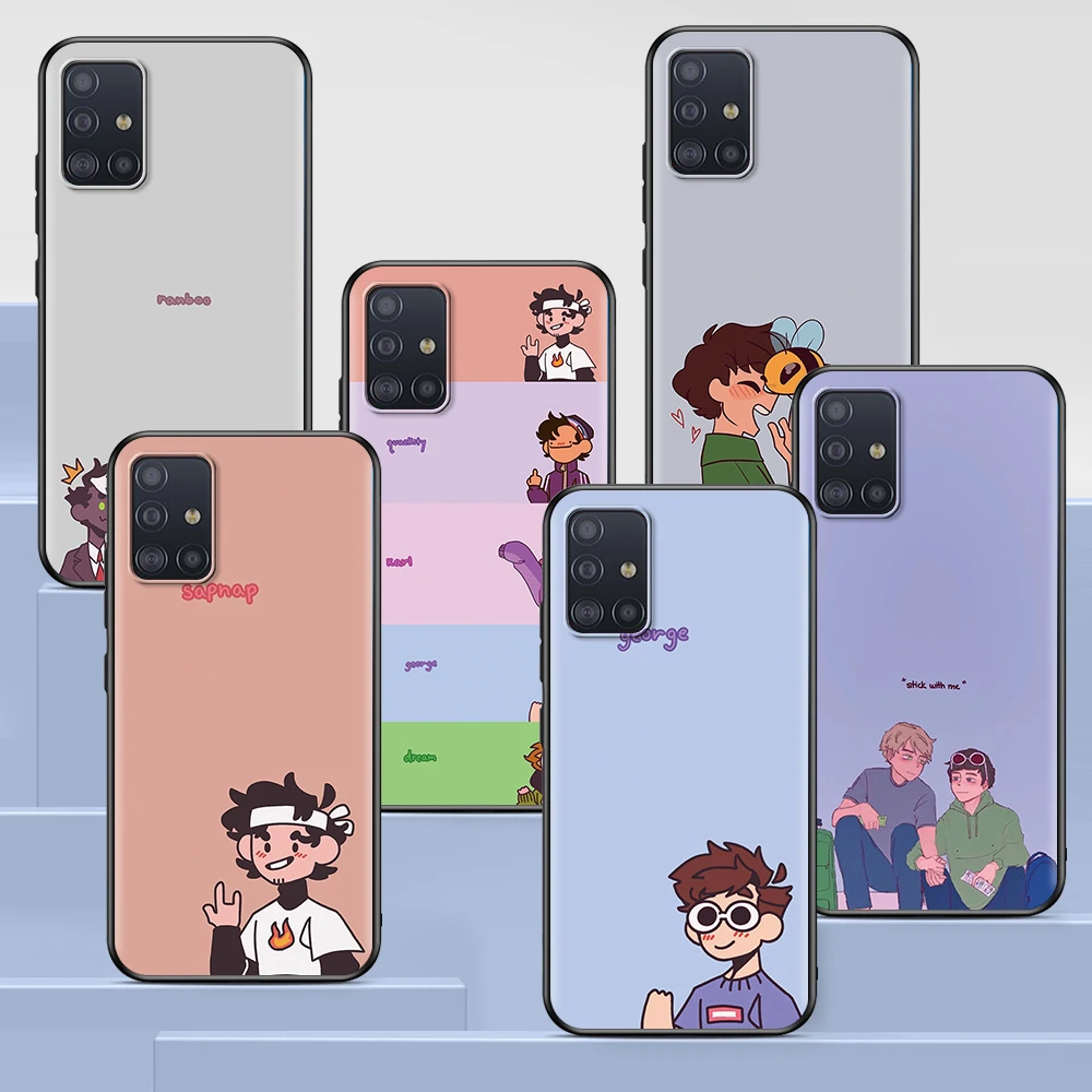 

Dream Smp Cartoon Case for Samsung Galaxy A51 A12 A21s A71 A52 A31 A32 A02s A72 A11 A41 A22 A01 A42 A91 Black Soft Phone Cover