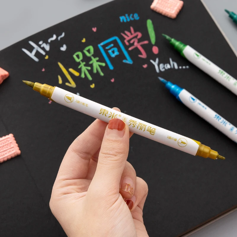 Набор металлических кистей ручек двусторонние маркеры мягкая кисть средняя