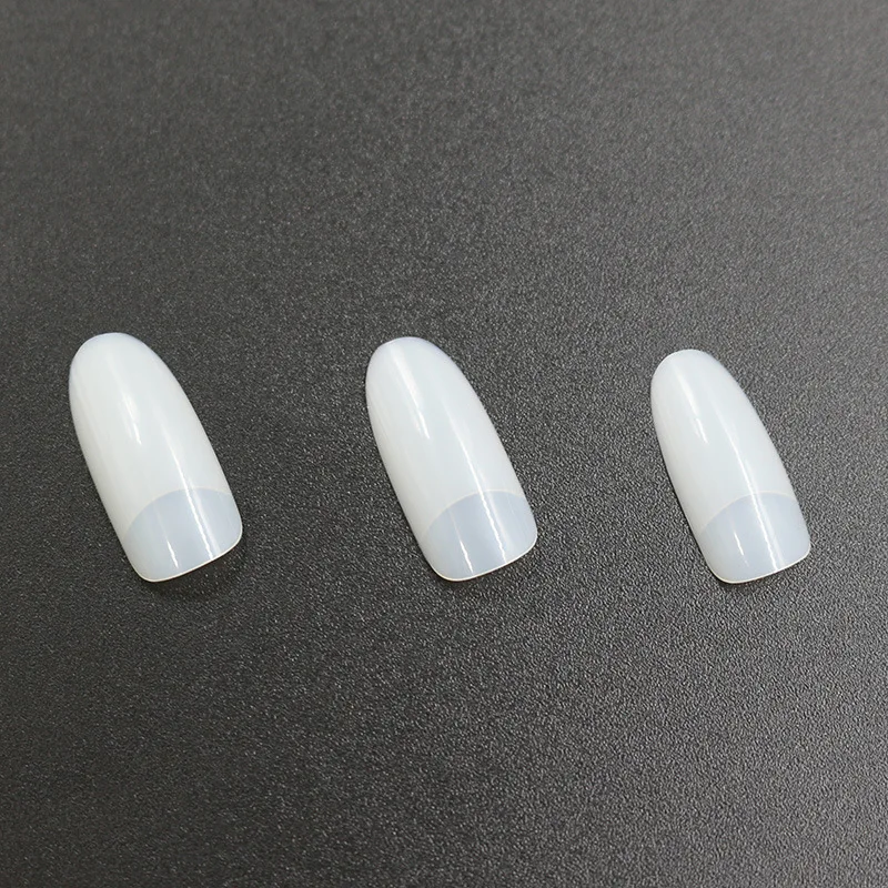 Накладные ногти овальные французские короткие прозрачные наполовину покрывают
