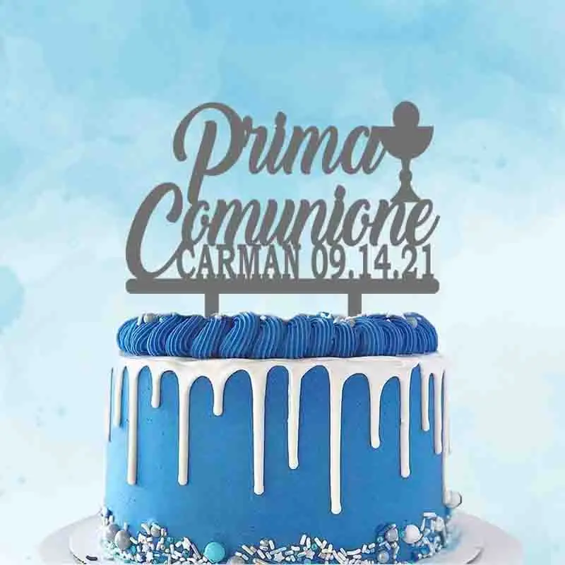 

Personalized Name Date Italy Communion Cake Topper Italian Prima Comunione Topper For Kids Communion Party Cake Decoration