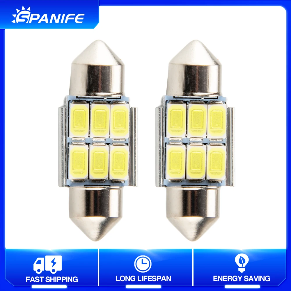 

2X C5W C10W Светодиодная лампа Spanife Canbus 31 мм гирлянда COB Светодиодная лампа для салона автомобиля купольная лампа для чтения номерного знака 12 в а...