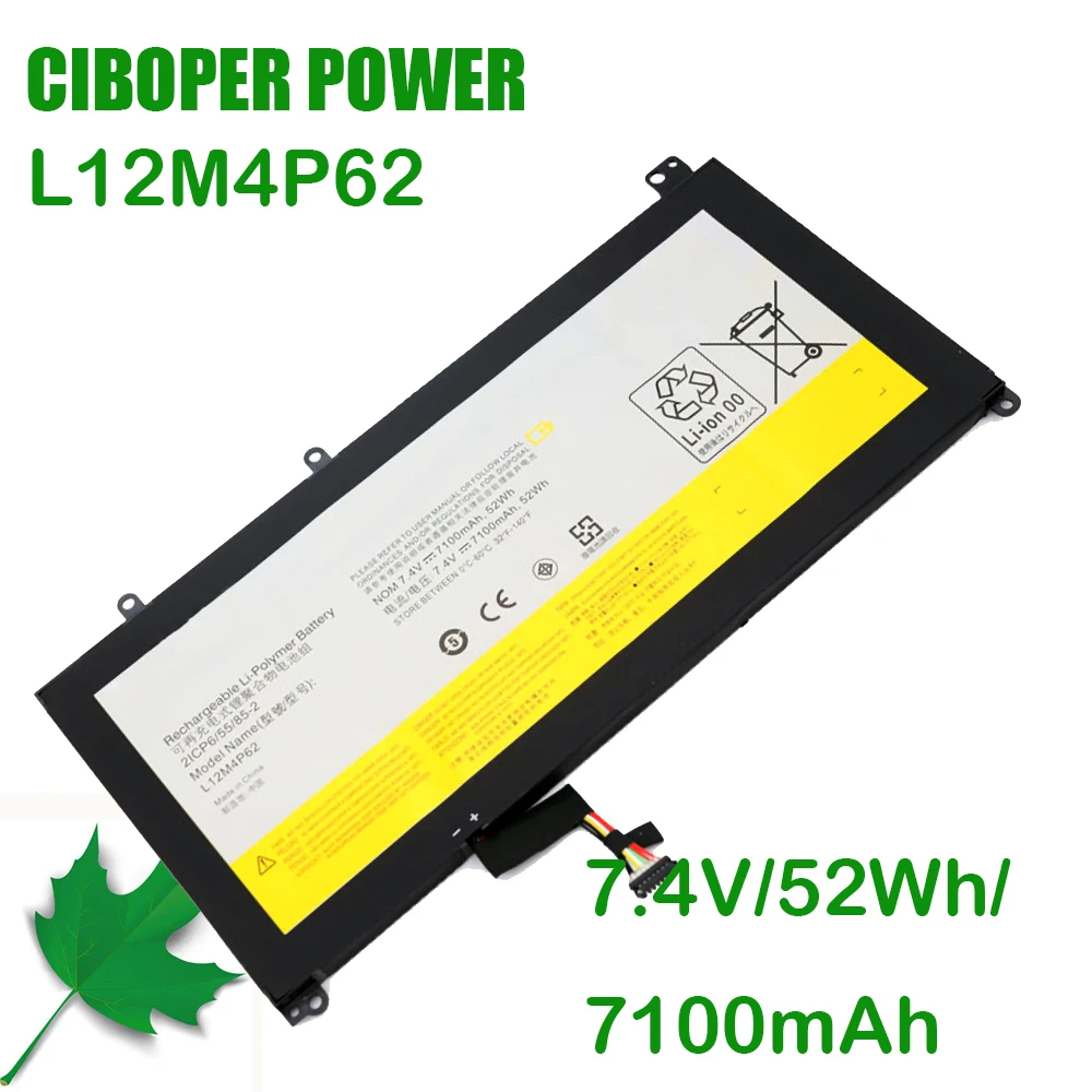 CP New настоящая аккумуляторная батарея для ноутбука L12M4P62 7,4 V/52Wh 7100mAh L12L4P62 для U430P U430 U530 U530P