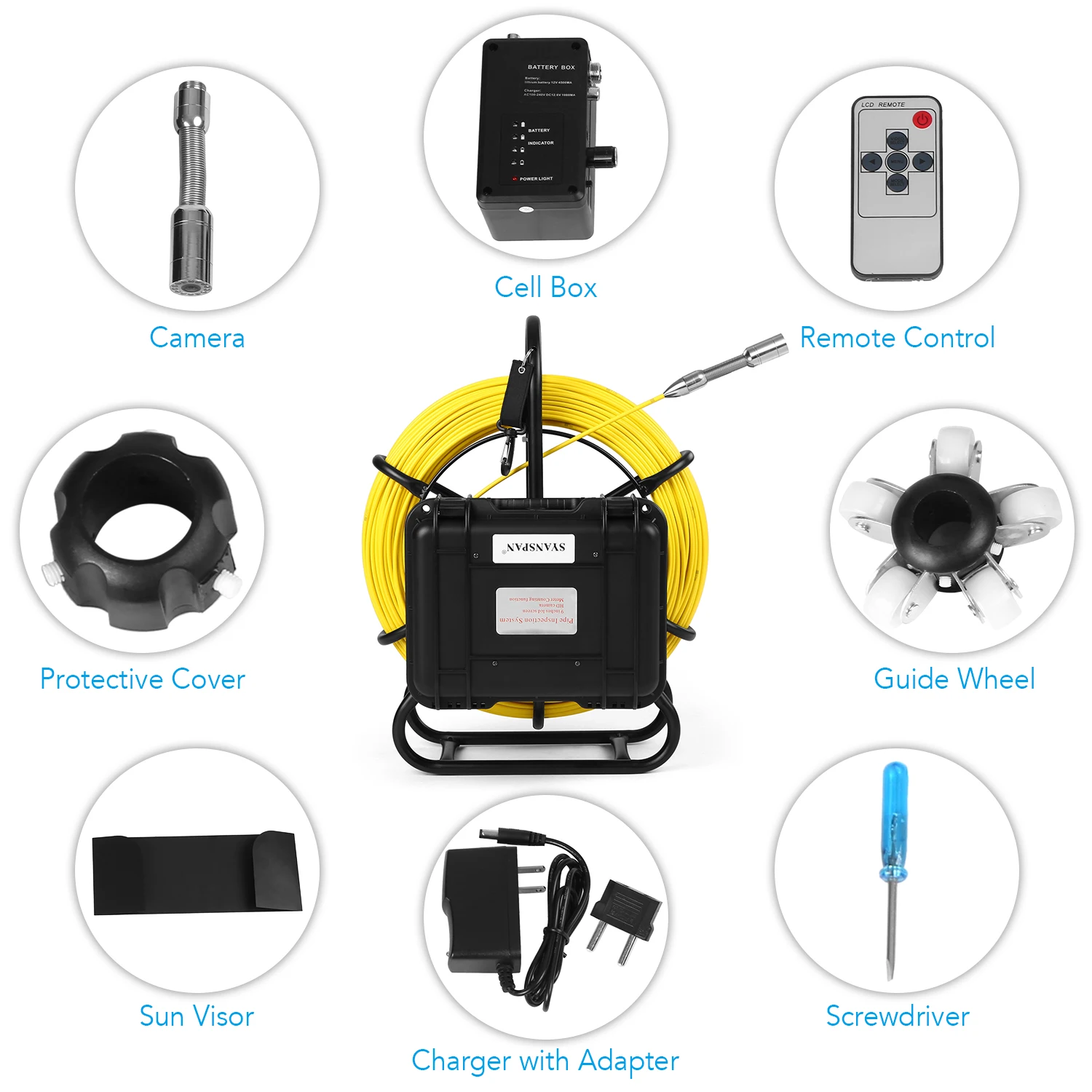 Камера для осмотра труб 9 дюймов 100 м сливная труба промышленный эндоскоп