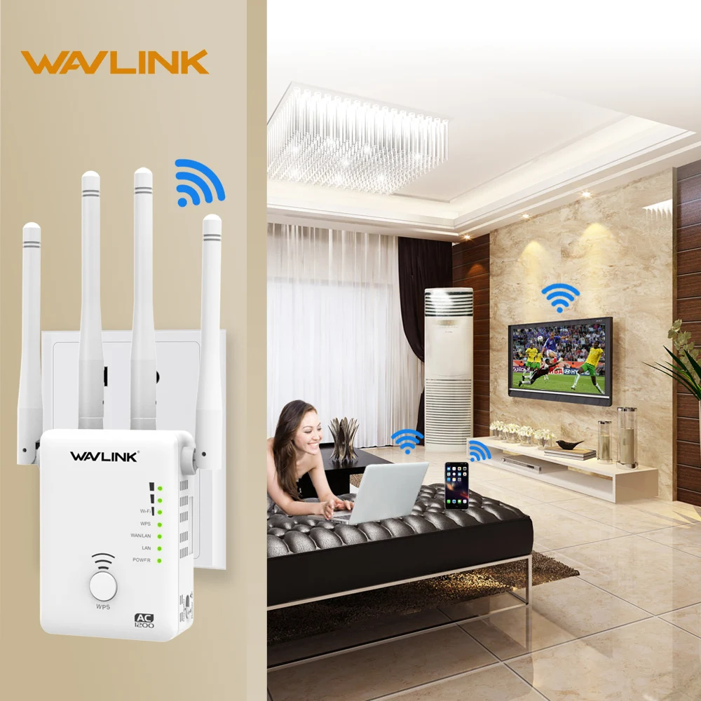 Wavlink AC1200 беспроводной wifi AP/маршрутизатор/ретранслятор расширитель сигнала Усилитель wifi диапазон расширитель с 4 внешними антеннами-белый