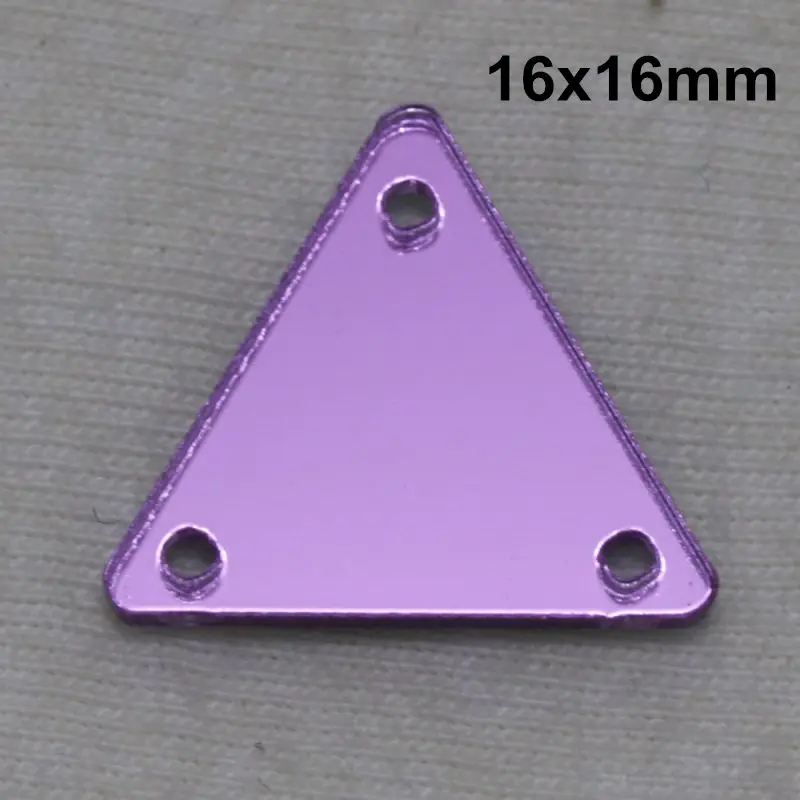 A08-16x16 Фиолетовое акриловое зеркало пришивные стразы DIY Flatback зеркальные акриловые пришивные стразы с отверстиями для шитья - Цвет: A08-16x16