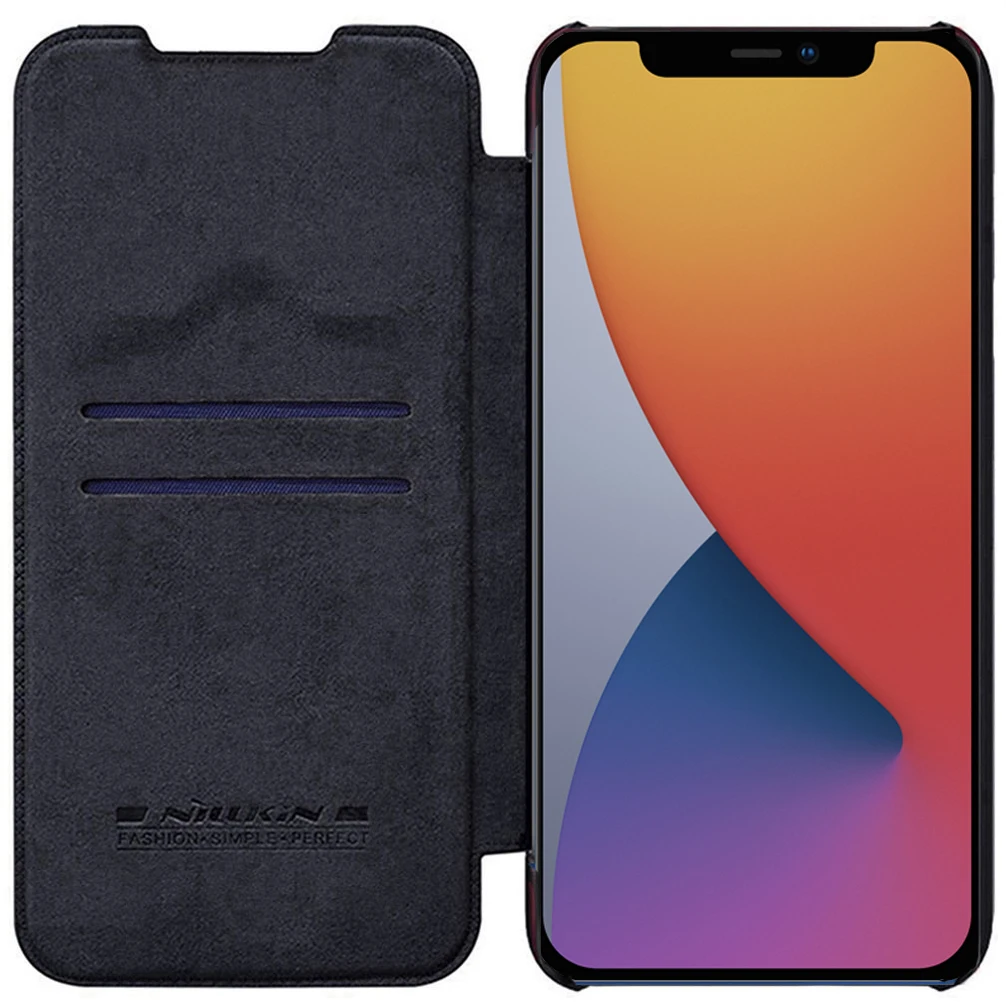 

For iPhone 13 /13 Pro Flip Case Nillkin Qin Series Leather Wallet Bag Slide Lens Case For iPhone 13 Pro Max Camera Back Cover
