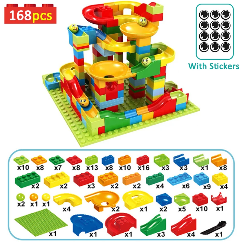 

168PCS Marble Race Run Building Blocks Classic DIY Funnel Slide Blocks Educational Colorful Small Bricks Toys For Kid Gifts