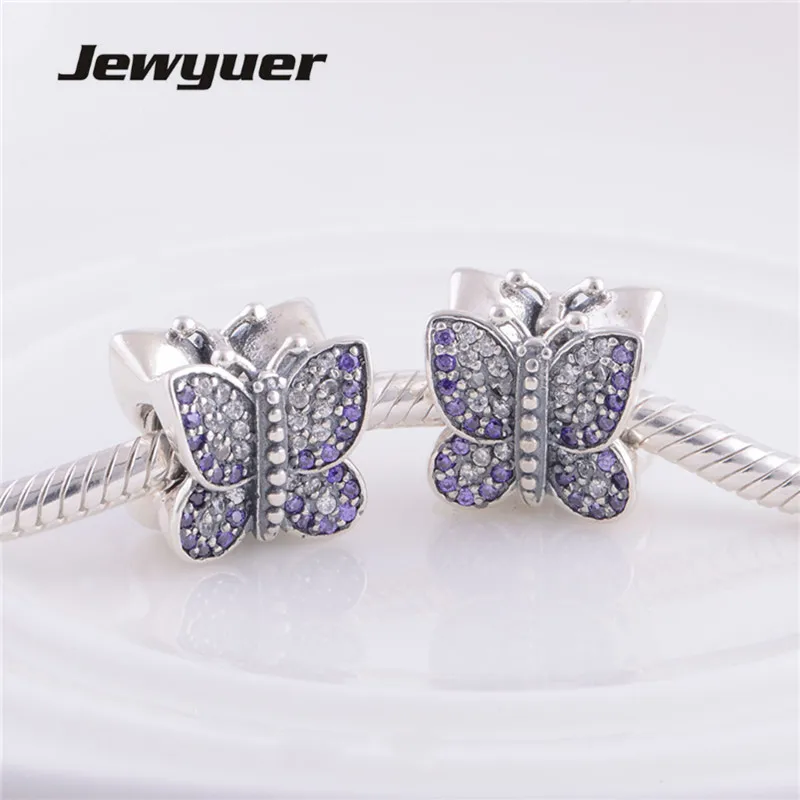 

Memnon Fine Jewelry Sparkling Butterfly Charms 925 Sterling Silver jewelry animals beads Fit charm Bracelet Bangles DIY BE135