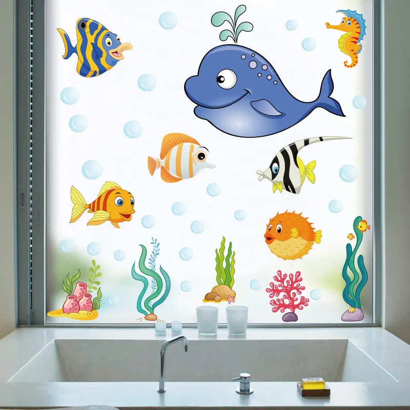 

Waterproof Fish Sea Cartoon Wall Stickers Bubble Wall Decals for Kids Room Bathroom Bedroom Home Decor Wall Decoration Mural Art