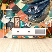 modern abstract wallpaper photo mural custom feather marble butterfly geometric colorful background home decor eco friendly 3d
