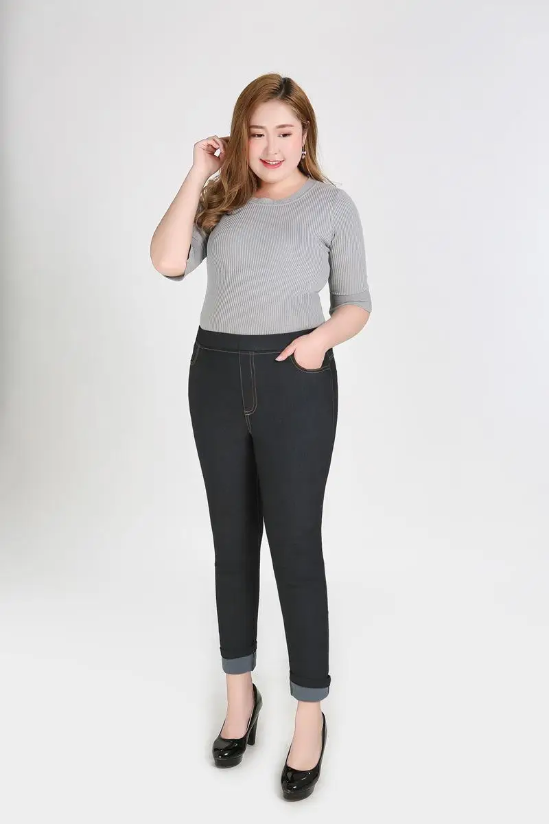 2XL-9XL, джинсы большого размера, осень размера плюс, Стрейчевые женские джинсовые штаны с высокой талией, женские 6XL 7XL, большой размер, узкие джинсовые брюки