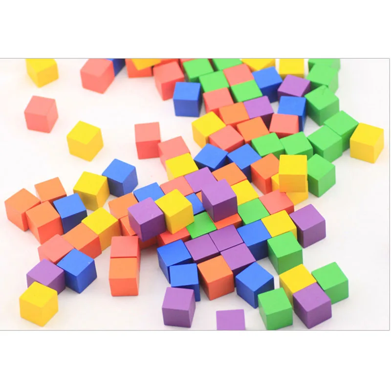 Wooden Toys 100psc Square Color Mathematics Teaching Aid 2cm Kids Baby Enlightenment educational cube Blocks Toy Gifts | Игрушки и хобби