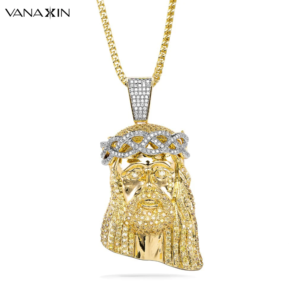 Jesus Big Pendants&Necklaces For Men Religious Necklaces AAA Bling Bling CZ Fashion Male Jewellery Box Pack Luxury Gift