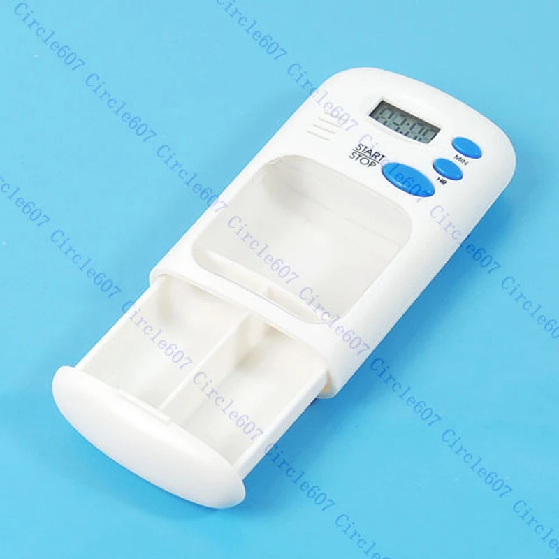 Белый ЖК-цифровой контейнер для таблеток с таймером и электрической