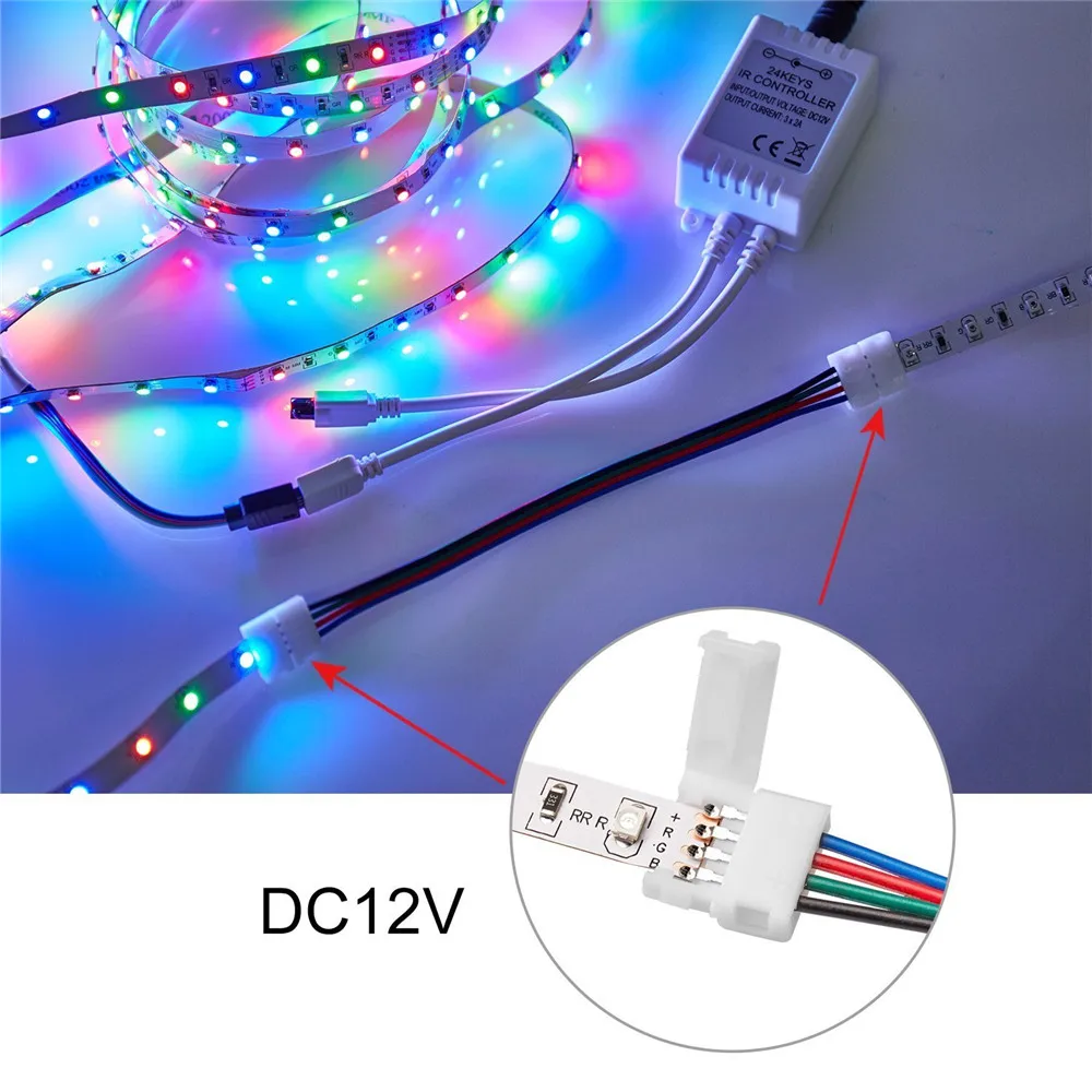 RGB 3528 5050 4Pin светодиодный светильник комплект ленточных соединителей PCB кабель PCB Зажим адаптер, предоставляет Большинство деталей для DIY