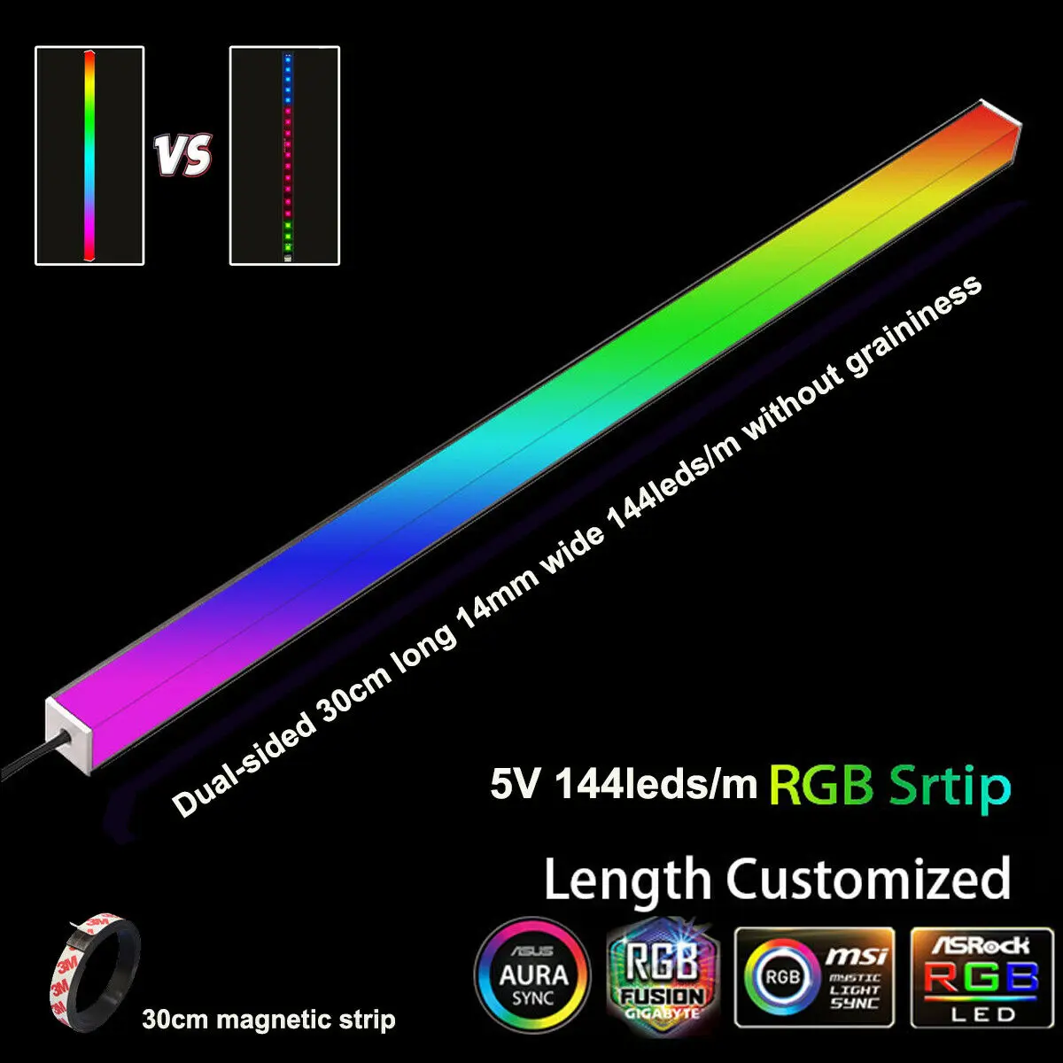 30 см Алюминий сплав RGB PC чехол Светодиодные ленты Магнитный компьютер светильник