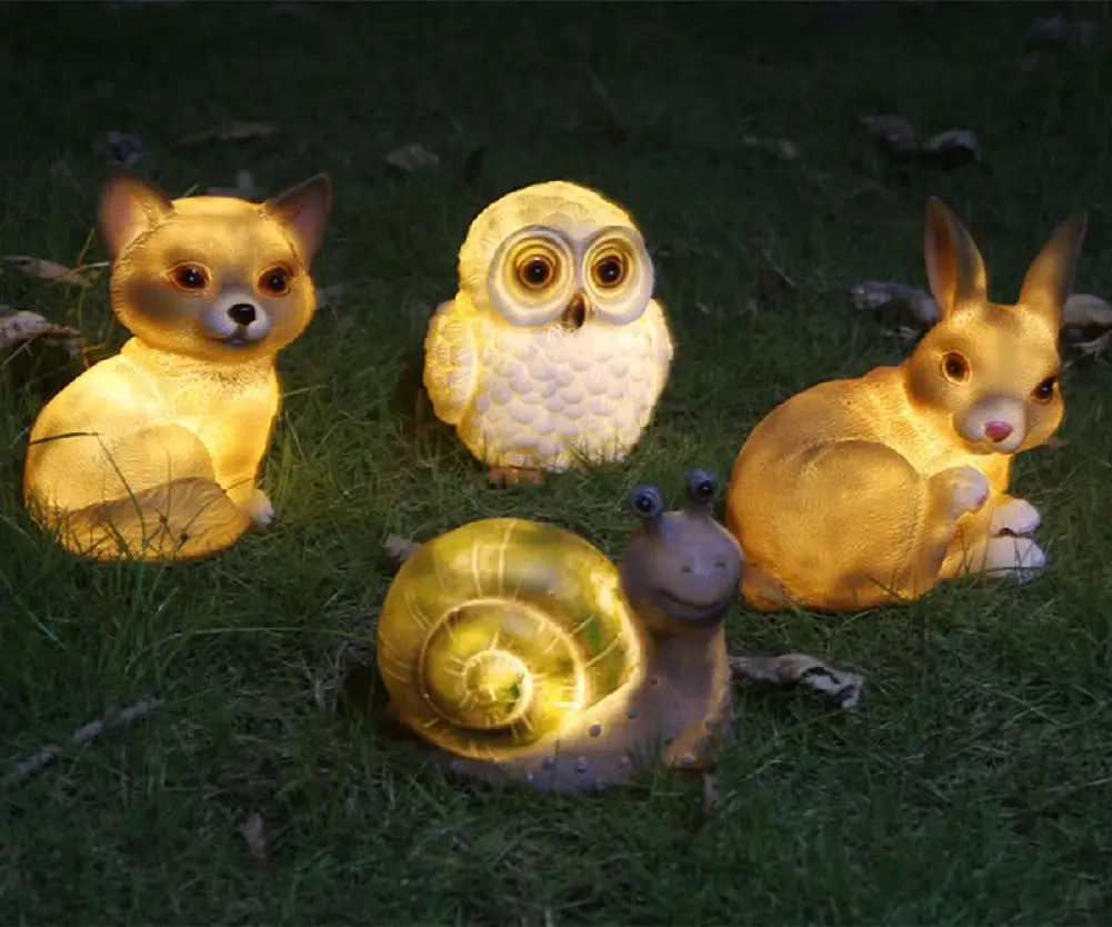 

Solar LED Landscape Light Snail Dog Owl Rabbit Lamp Garden Ornament Cartoon Animal Underground Light Lawn Yard Decor