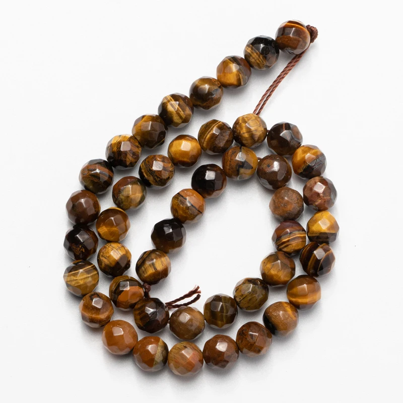 Граненые бусины из натурального камня с желтым тигровым глазом свободные для