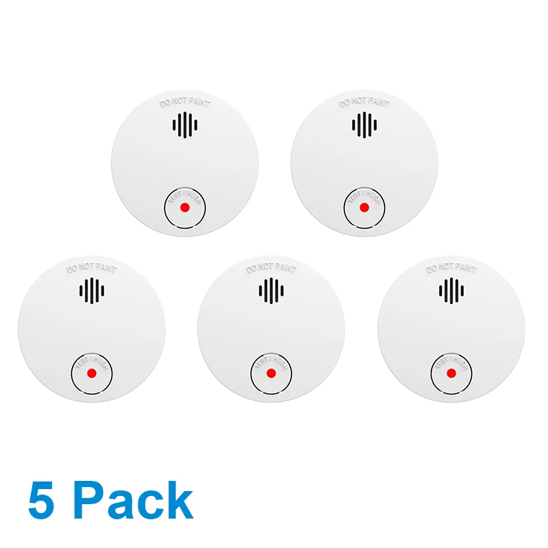 5pcs CPvan SM01 огонь огонь дымовые датчики датчик огня детектор дыма сигнализация для дома 10 лет дымовая сигнализация беспроводной пожарный датчик защита офисная/домашняя охранная система пожарной сигнализации Rookmelder - Color: 5pcs