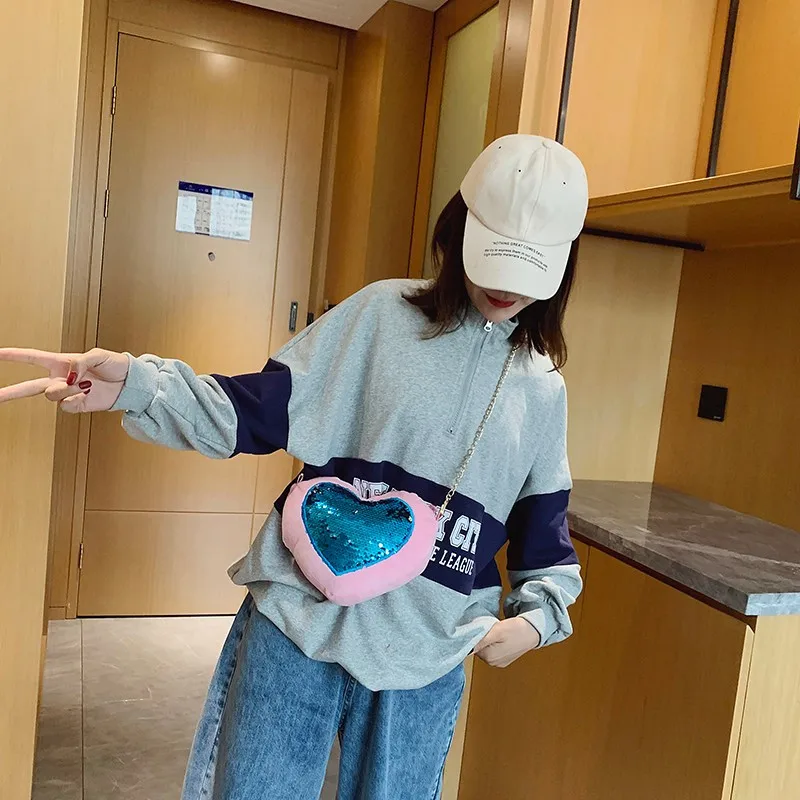 Женская сумка через плечо в форме сердца плюшевый кошелек на с цепочкой