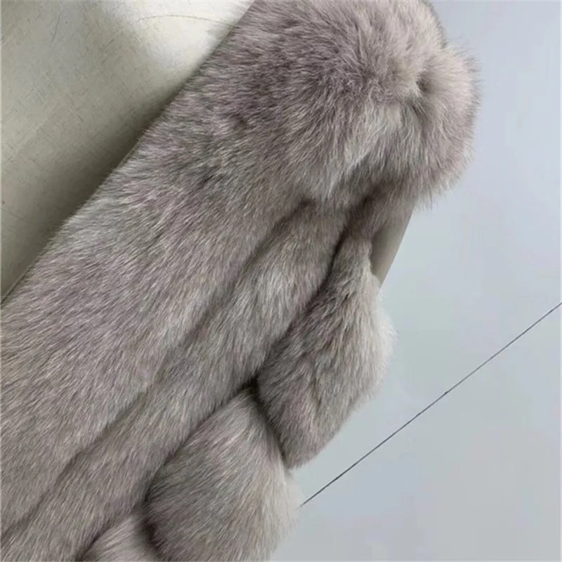

New Real Fox Fur Coats Women Genuine Fox Fur Thick Warm Long Jacket Fashion Winter Ladies Real Fur Overcoat Luxury