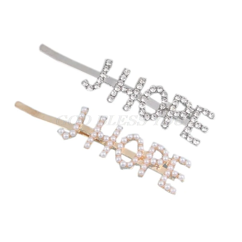 G Женские металлические буквы Bobby Pins Kpop имя членов имитация жемчужины, горный хрусталь для волос зажим для поддержки болельщиков декоративные заколки - Цвет: G