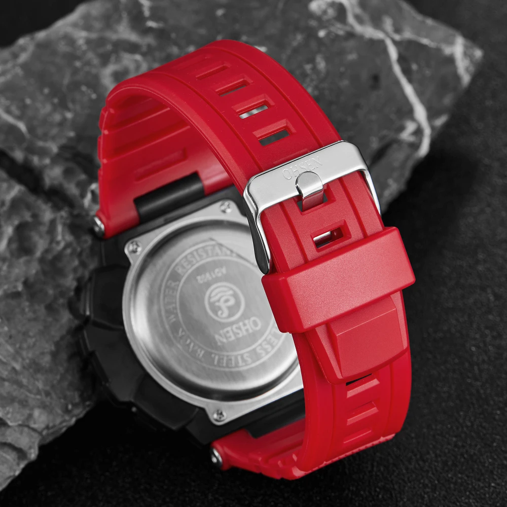 Мужские наручные часы OHSEN модные цифровые кварцевые с силиконовым ремешком и