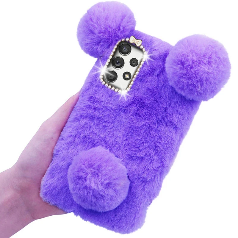 Плюшевый чехол с ушками панды для Samsung Galaxy A52 A72 A51 A71 A32 A22 A12 A50 A70 A21s A03S A02S A02 A42 A41 A31