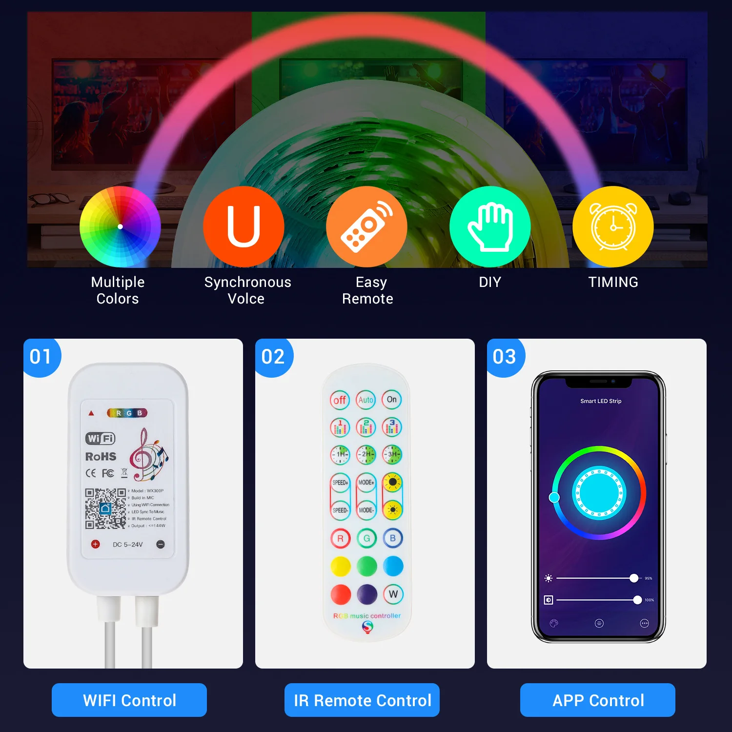 DC5-24V Tuya WiFi Smart LED Controller RGB Led Contoller 12V 4 Pin For Strip Light Life Alexa Google Home | Освещение