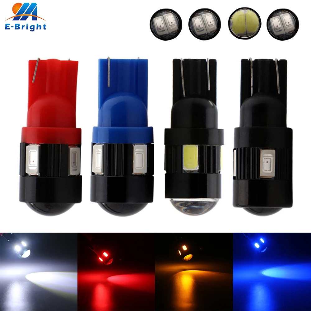 50 шт./лот T10 6SMD светодиодный объектив 6 SMD 5730 высокое Мощность 6 светодиодный 168 196 W5W чтения парковка белый красные, синие желтый и зеленый цвета DC 12V автомобильный свет