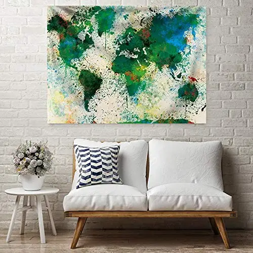 Карта мира домашний декор гобелен зеленый красный крутой уникальный нежный