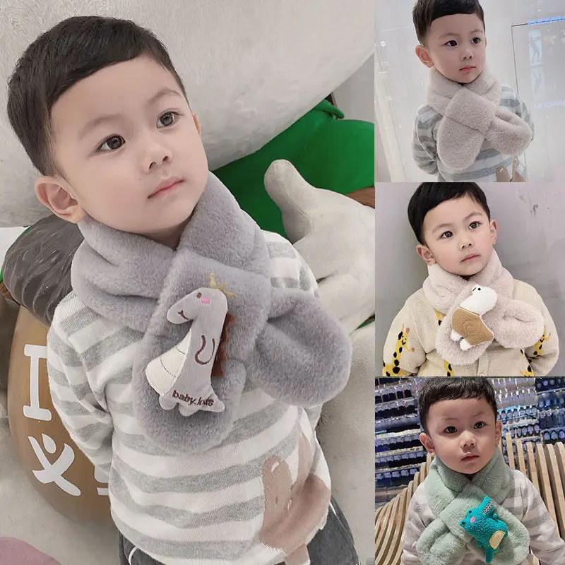 

Children's scarf, female cute, autumn and winter new boys and girls, baby plus velvet to keep warm, cartoon wild Korean kids bib