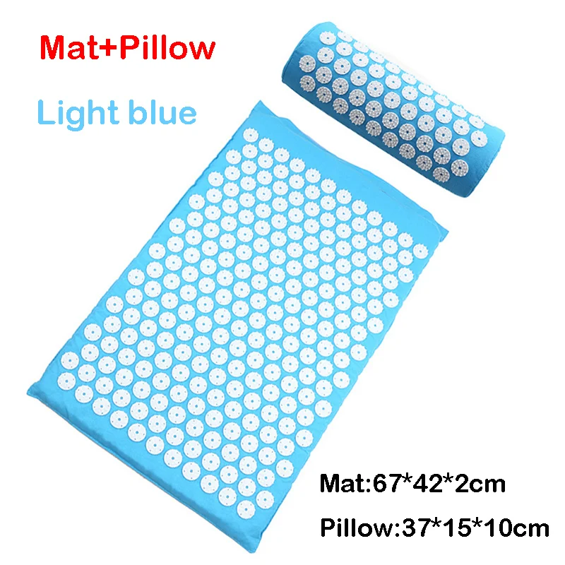 Blue Mat Pillow Акупрессуровый коврик для головы, шеи, спины, ног, массажная подушка, подушка для йоги, шип, антистрессовый коврик для акупунктуры, игольчатый массажер - Цвет: Blue Mat Pillow