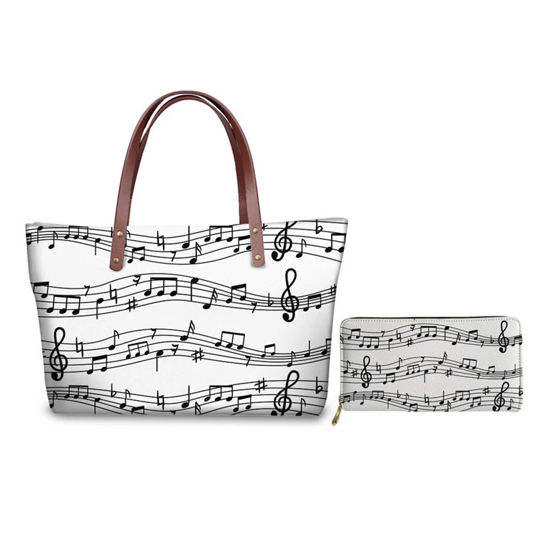 

Знаменитый дизайн, женские сумочки и кошельки, большая сумка на плечо с музыкальным принтом для дам, кожаный кошелек для путешествий и покуп...