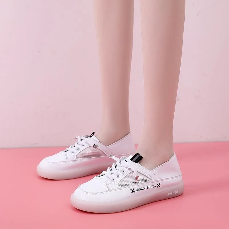 Women Genuine Leather Sneakers White Casual Shoes Fashionable Comfortable Vulcanized Shoe Woman Lace-up Flats Autumn Sneaker