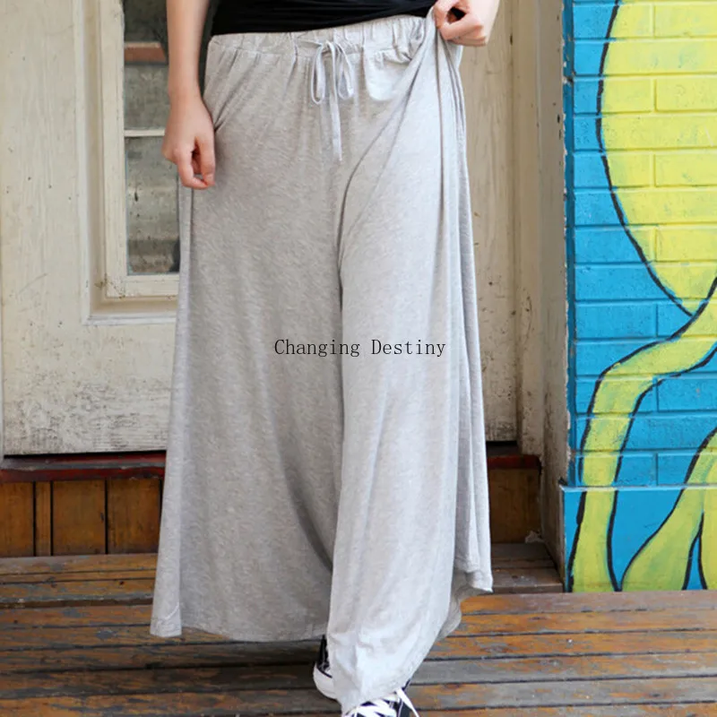 Женские свободные брюки большого размера из модала однотонные с прямой талией |