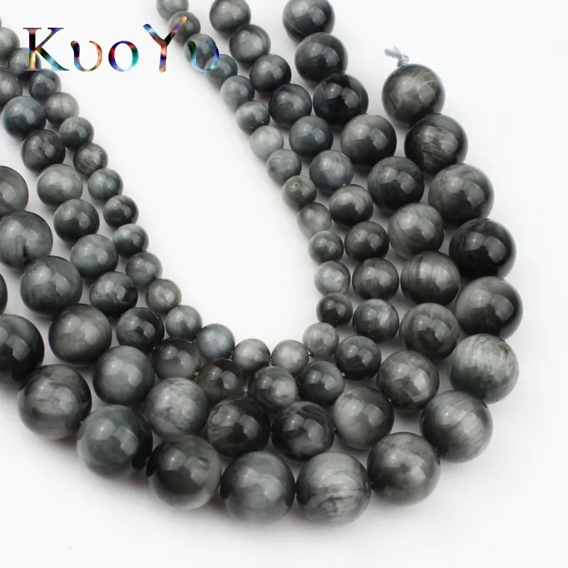 

A+ Natural Gem Hawk's Eye Stone Beads Round Loose Spacer Beads For Jewelry Making Eagle Diy Charm Bracelets 6 8 10 12mm 7.5Inch