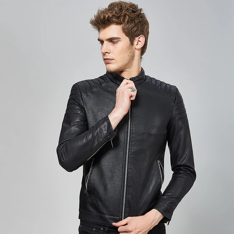 

Nice Autumn Winter Men Motorcycle Leather Jackets High Quality Stand Collar Coats Hip Hop Streetwear Men PU Leather Jackets