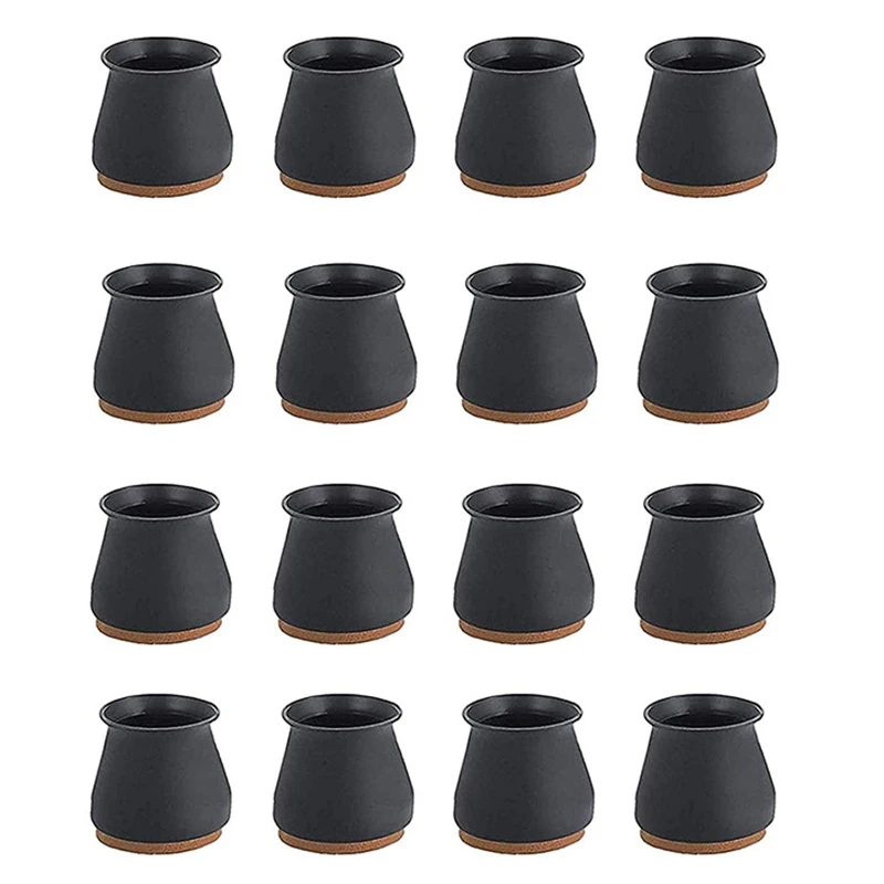 

Silicone Chair Leg Caps with Felt Pads - Free Moving Table Leg Covers, 16Pcs Stool Leg Protectors Prevent Noise - Black